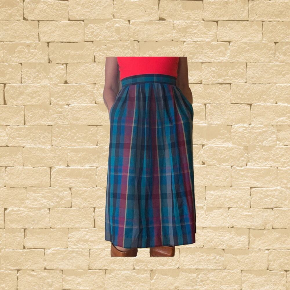 Vintage Wool Striped Midi Skirt